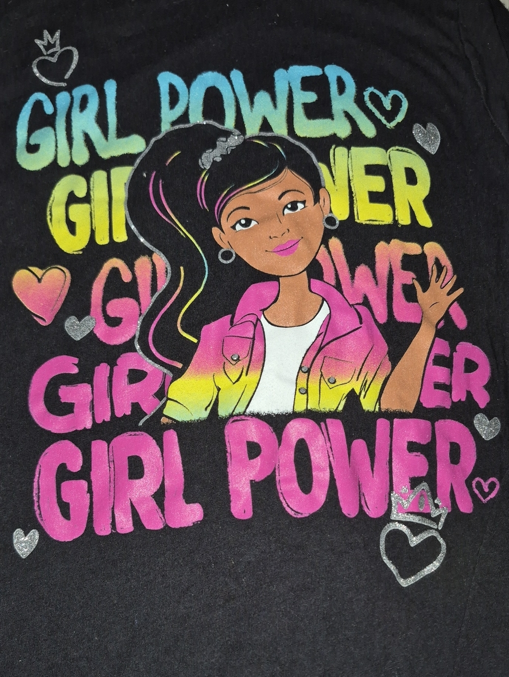 The Children's Place Black Tee with Multicolor 'Girl Power' Graphic